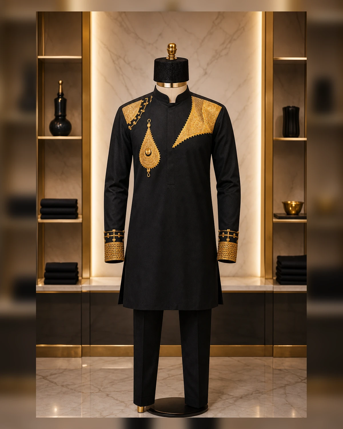 African Mens Clothing Top and bottom — fabric detail