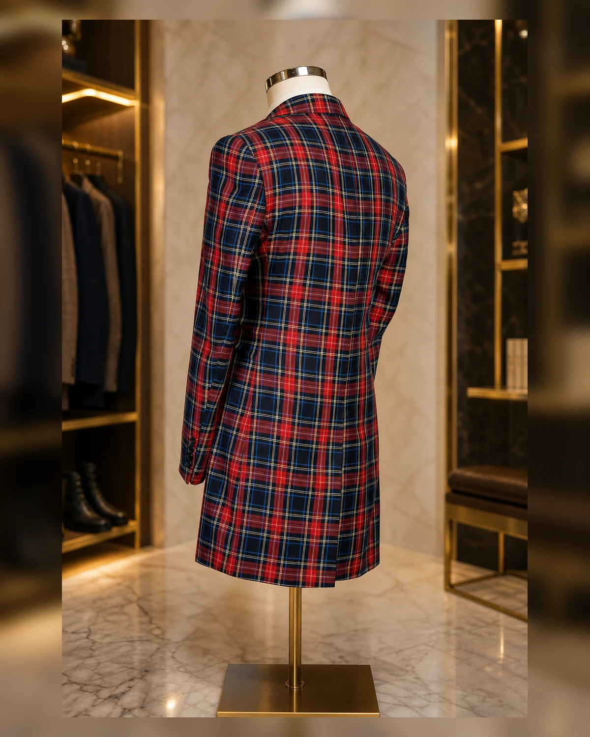 Ayeadio Check Double breasted suit — fabric detail