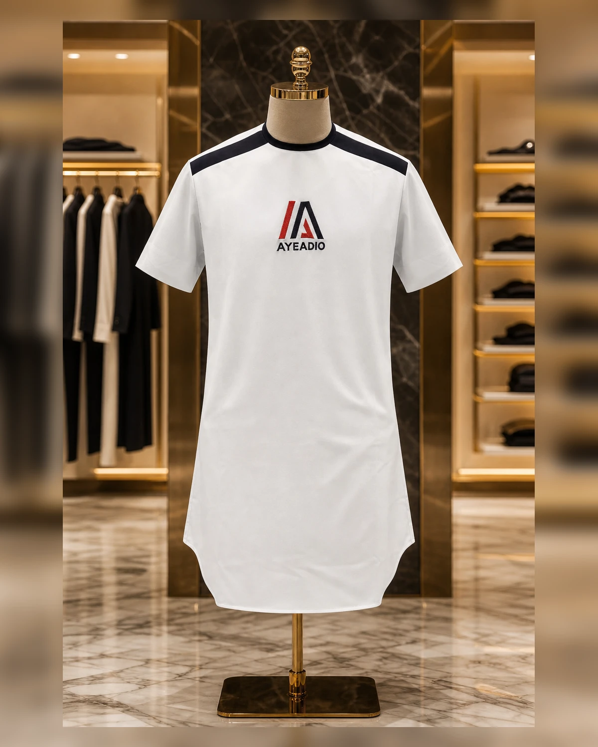 Ayeadio Male white Top Round-neck — fabric detail
