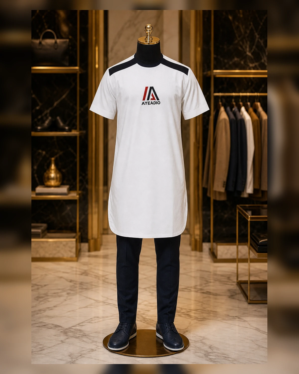 Ayeadio Male white Top Round-neck — styled