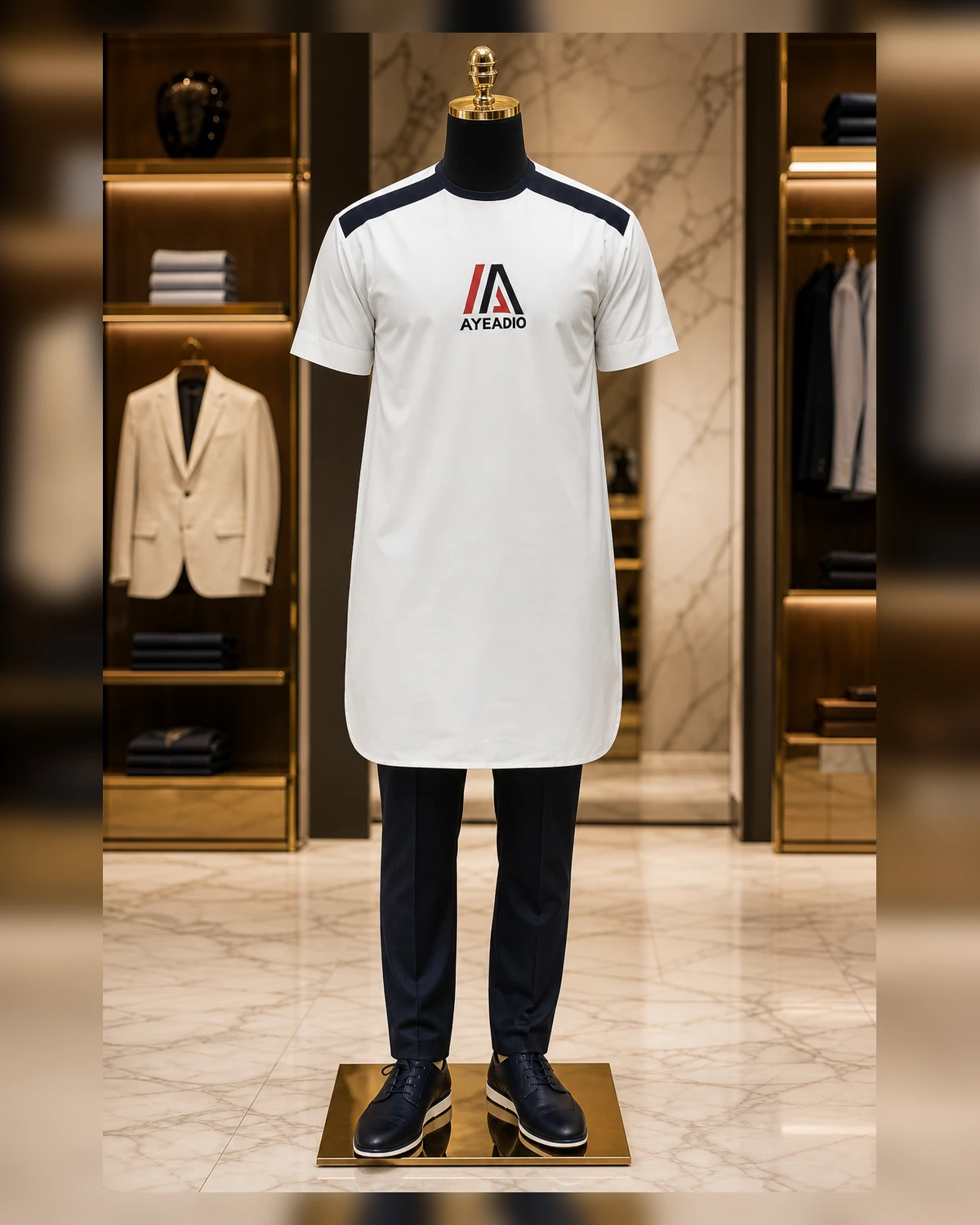 Ayeadio Male white Top Round-neck — view 4