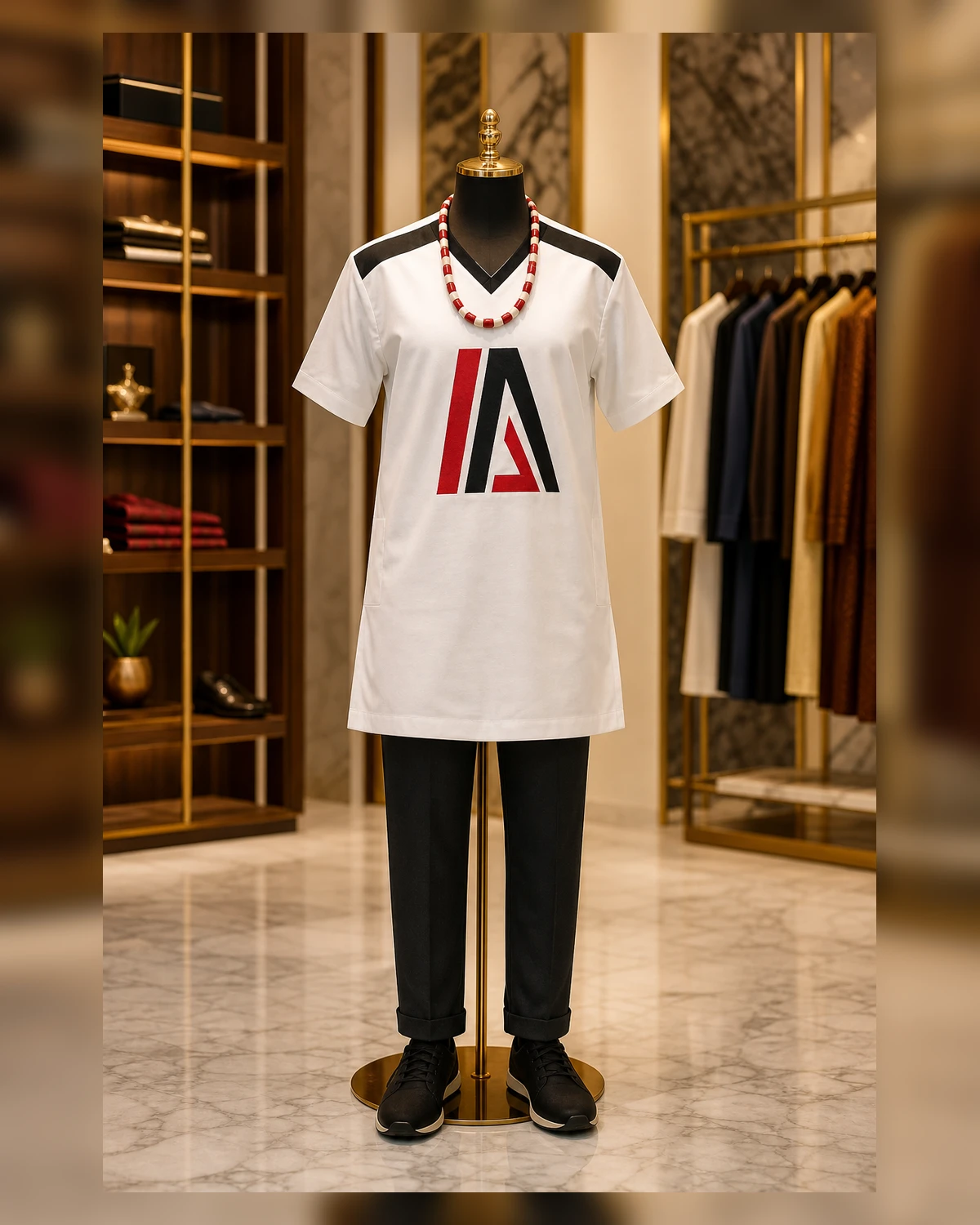 Ayeadio Male white Top V-neck