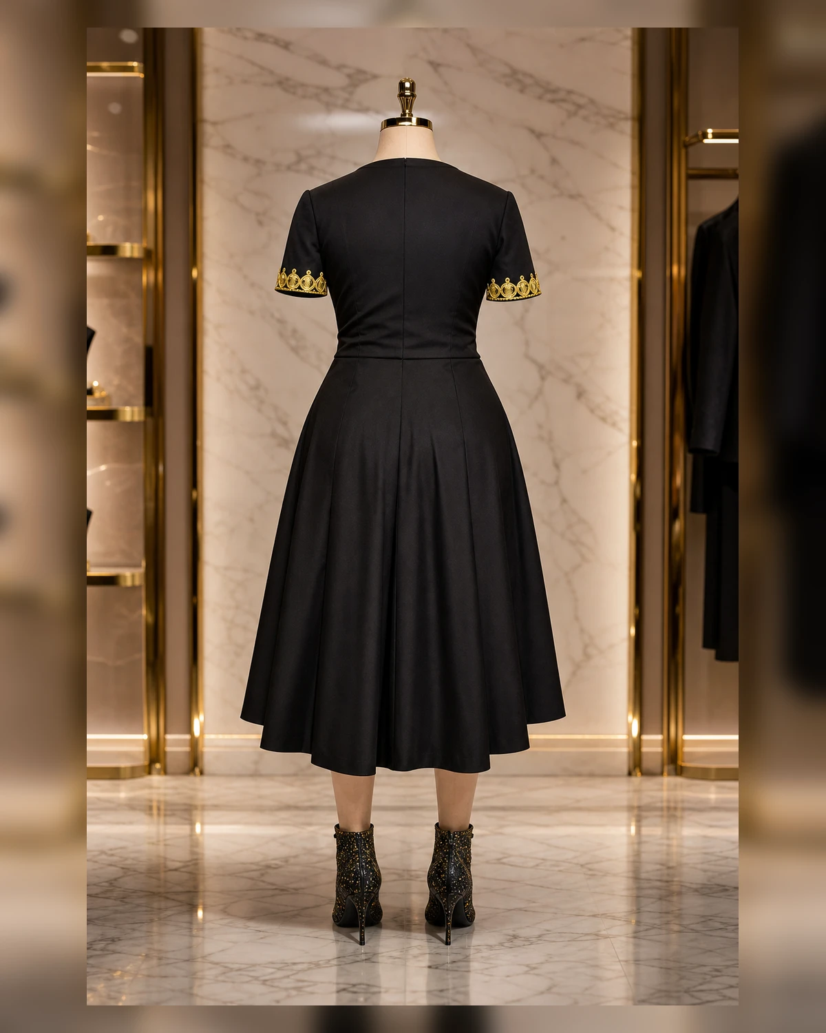 Ayeadio Shoulder embroidery dress — fabric detail