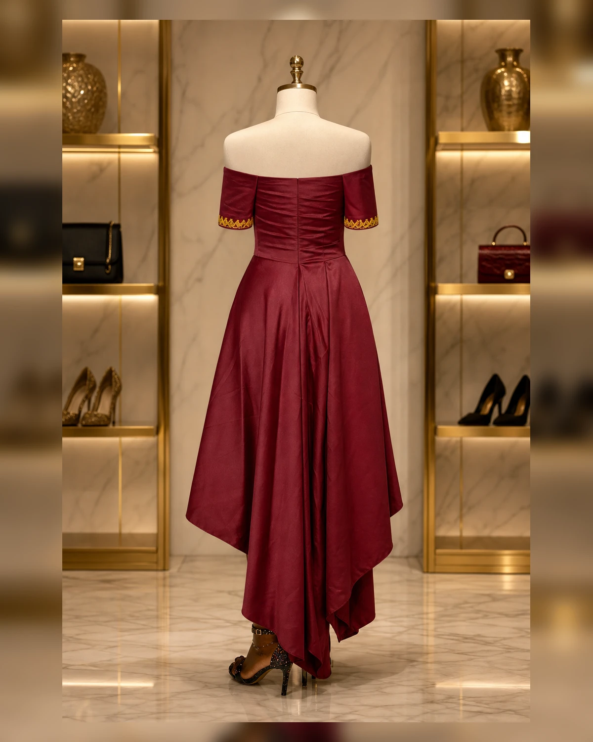 Ayeadio Shoulderless embroidery dress — styled