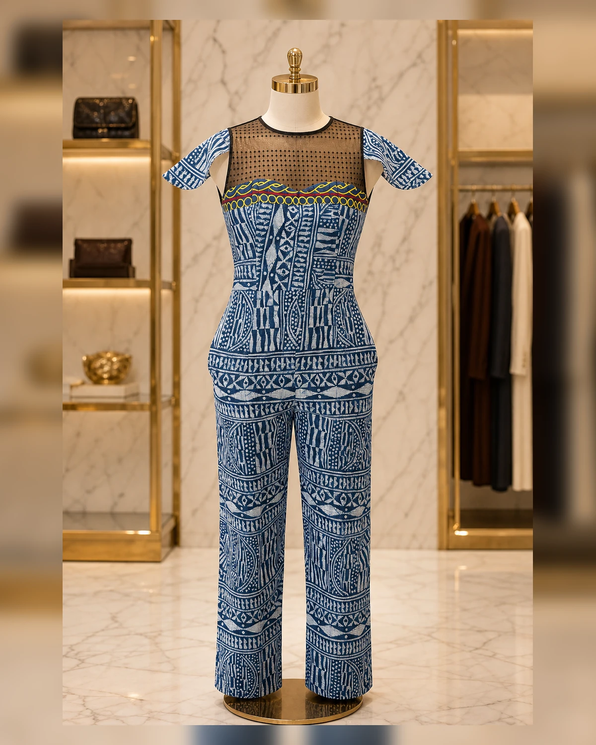 Bami Shoulder Junpsuit — fabric detail