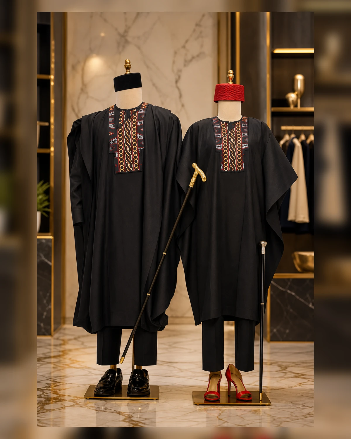 Black female 3 piece agwada — fabric detail
