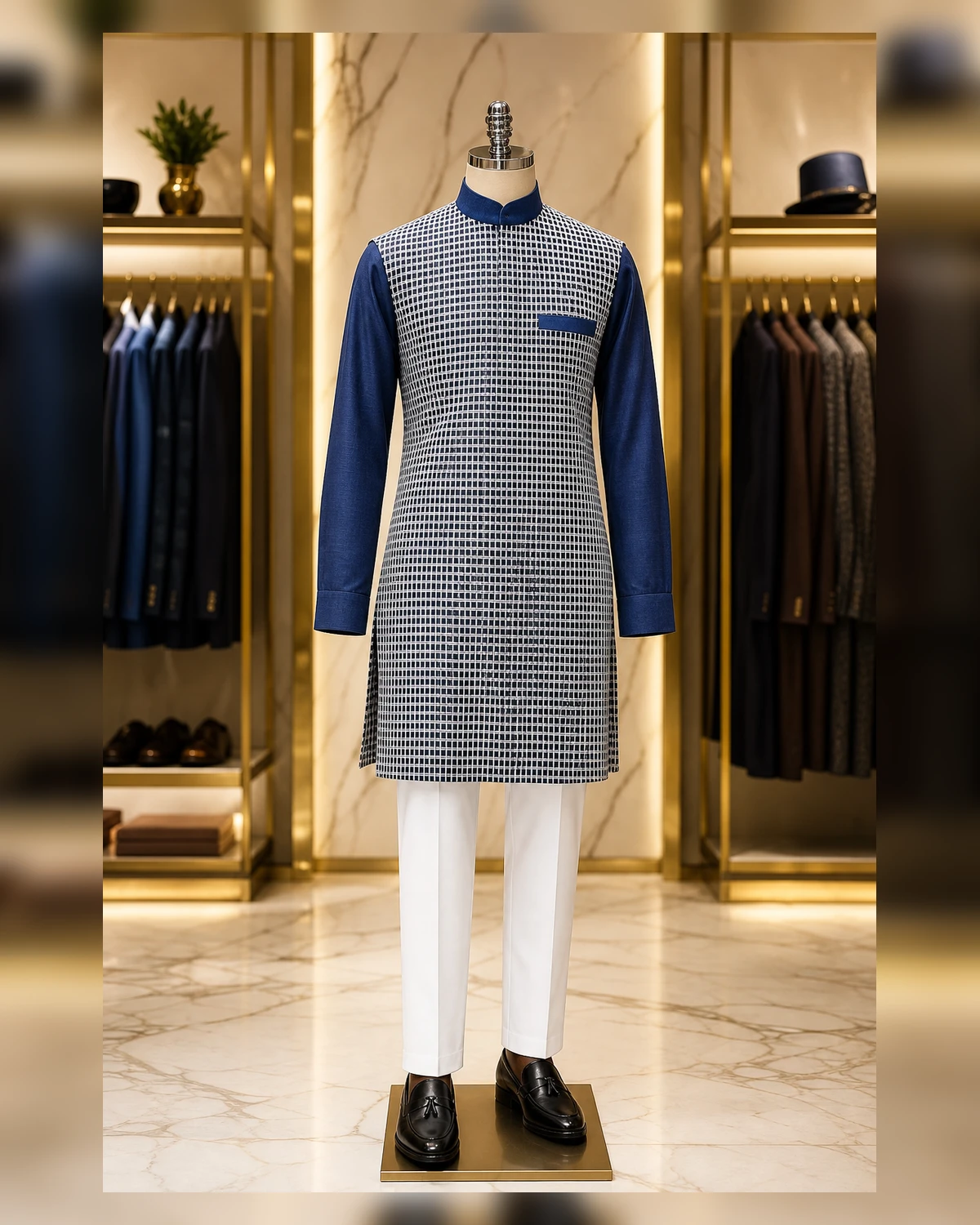 blue check afriture — fabric detail