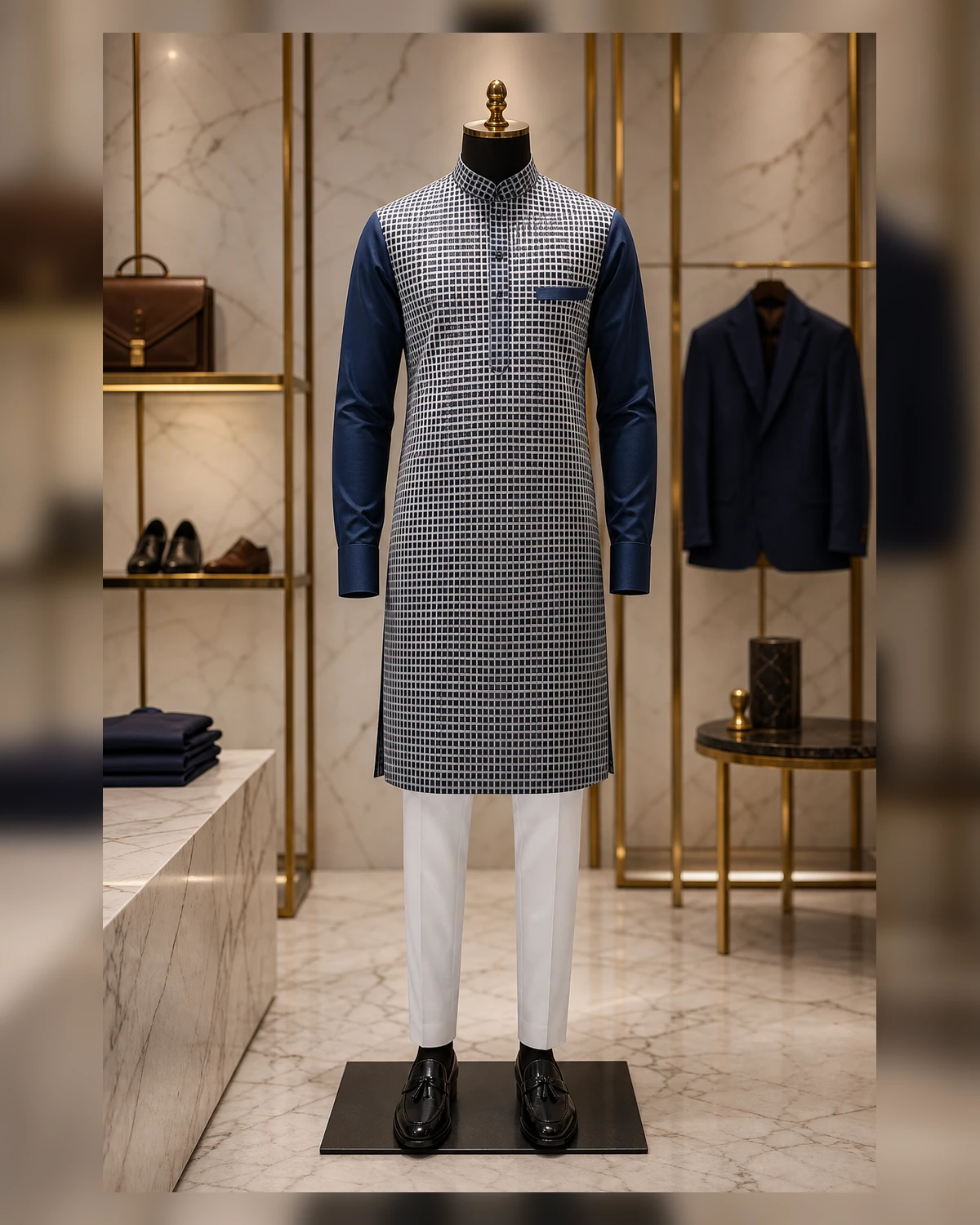 blue check afriture — styled