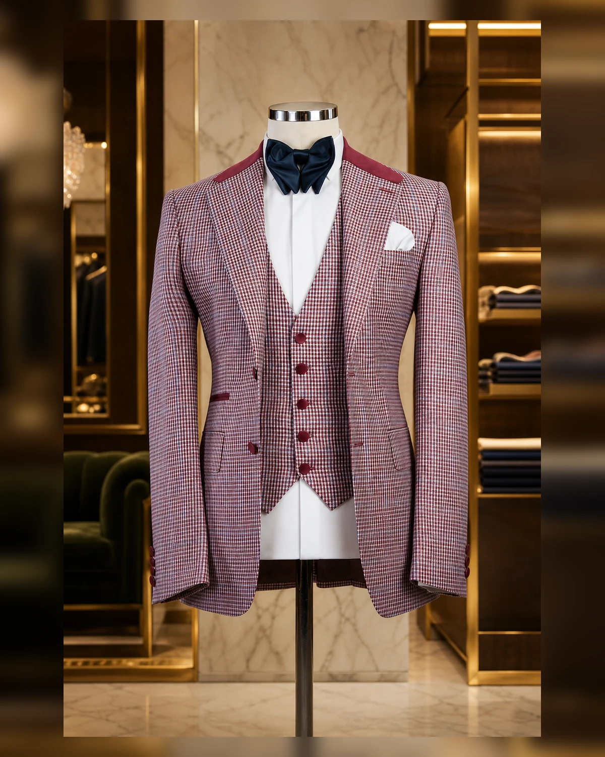 Blue Check Slim fit suit — fabric detail