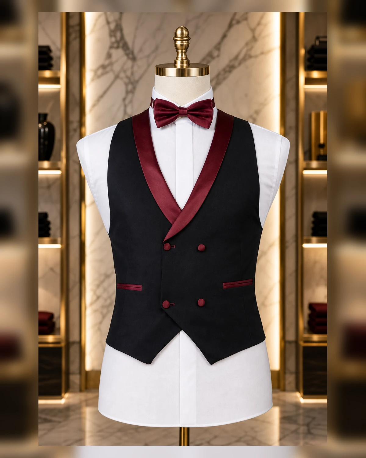 Breasted Fashion Vest — fabric detail