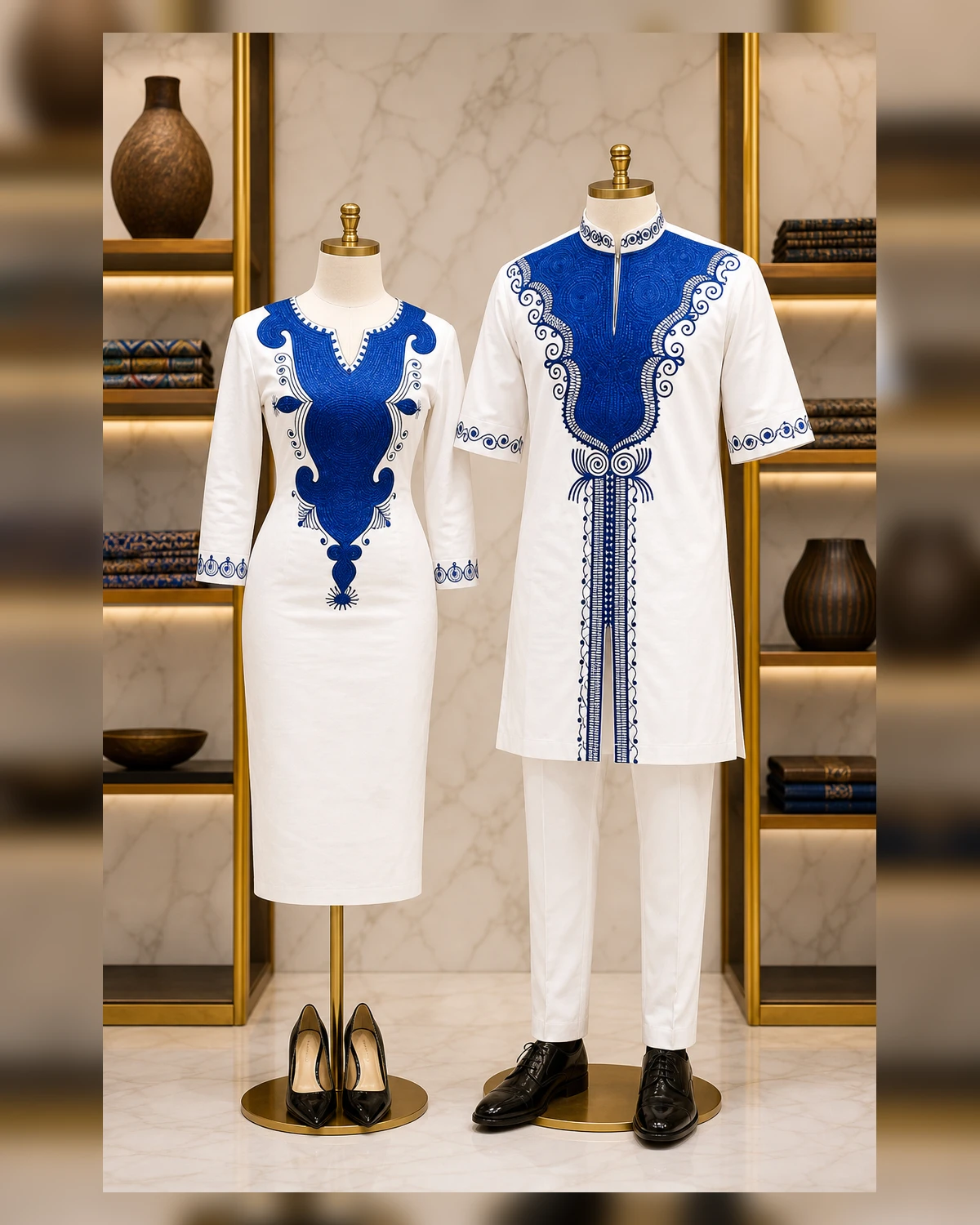 Casual blue embroidery afriture — styled