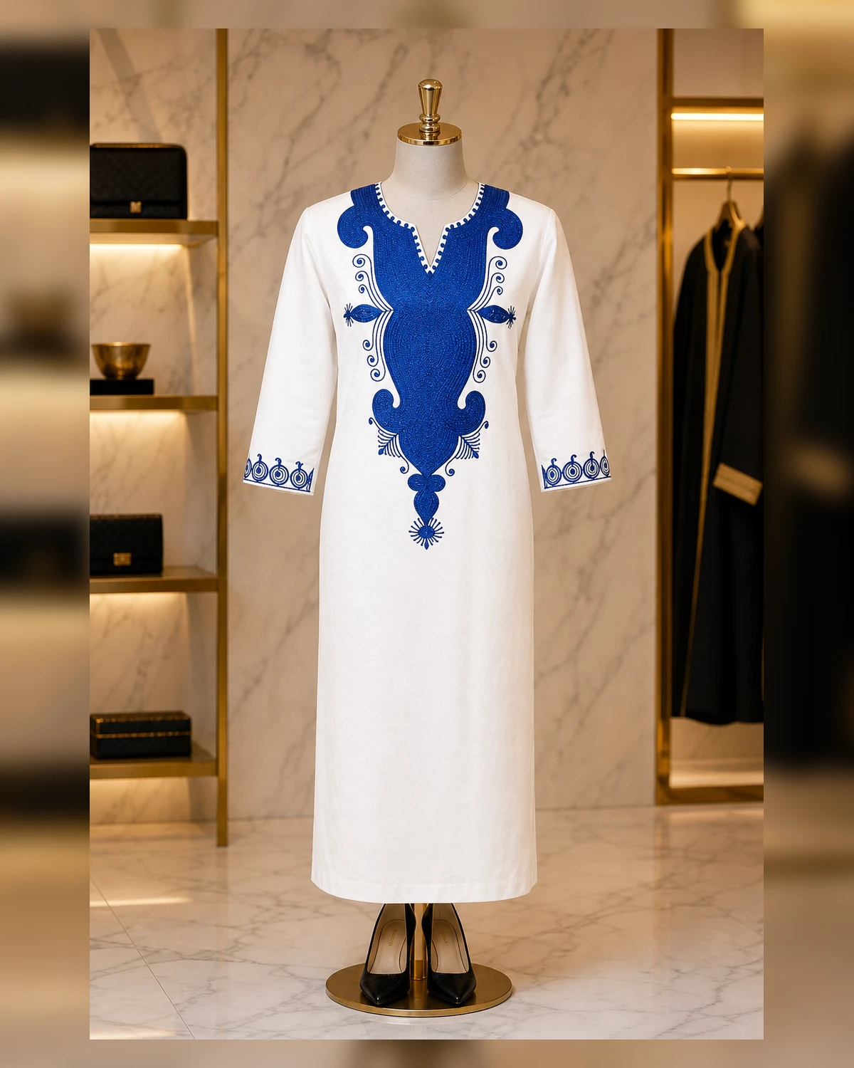 Casual blue embroidery afriture — view 4