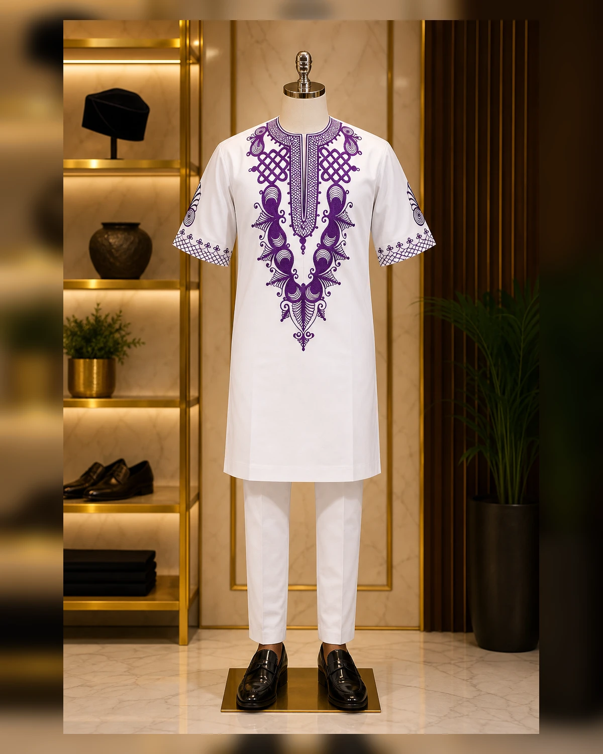 Casual purple embroidery afriture — fabric detail