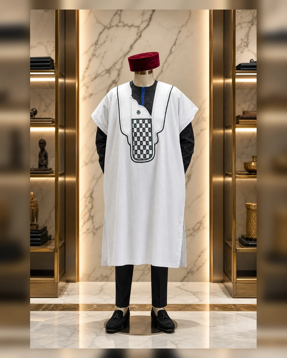 classy 3piece afriture with burgundy hat — styled