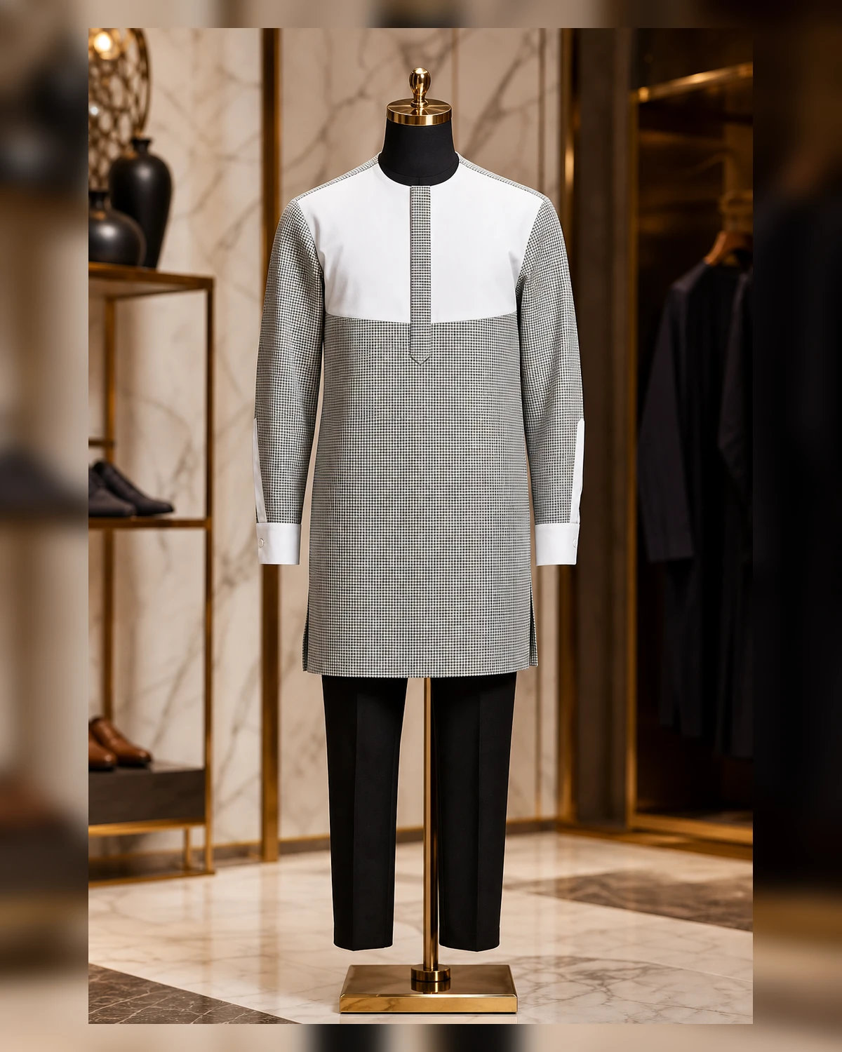 classy Black squares afriture — fabric detail