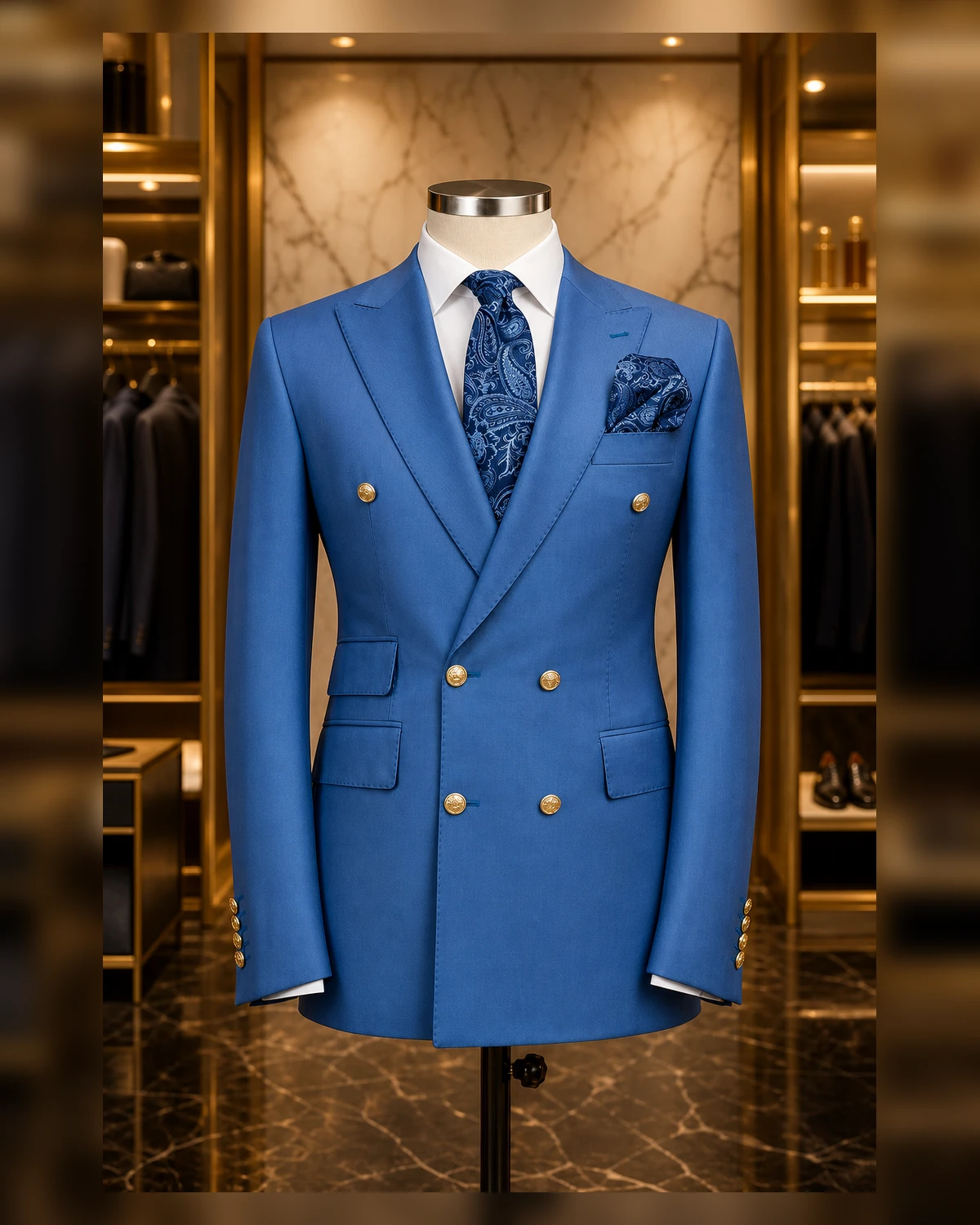 Classy Breasted Slim fit suits — fabric detail