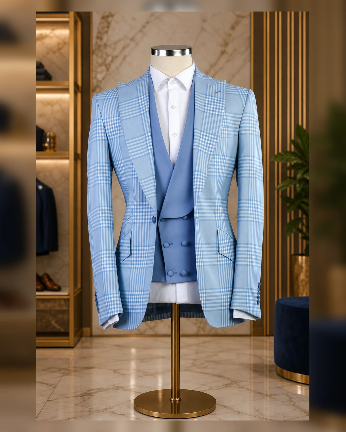 Classy italian Slim fit cotton check suits — styled