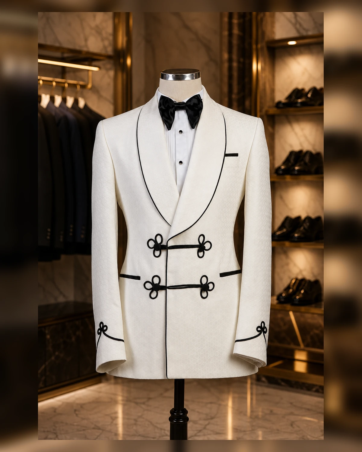Double breasted black thread blazer