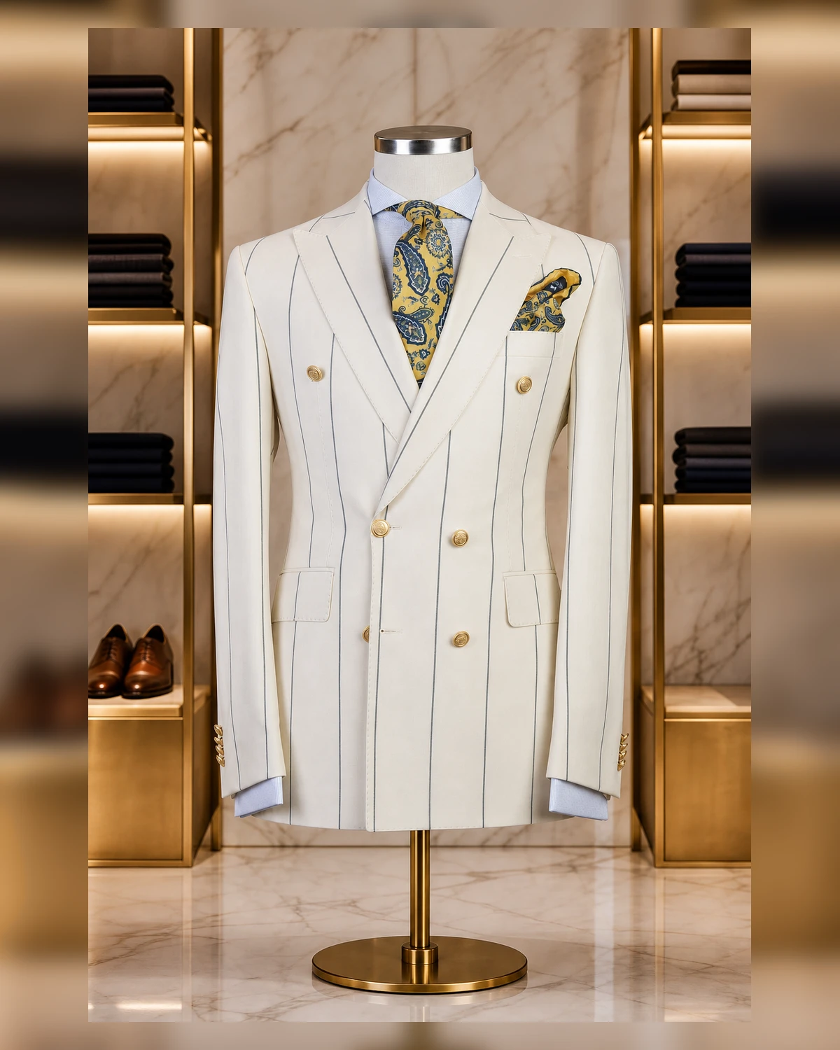 Double breasted suits — fabric detail