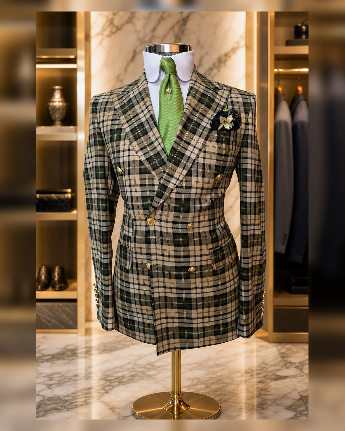 Double breasted Wool suits — fabric detail