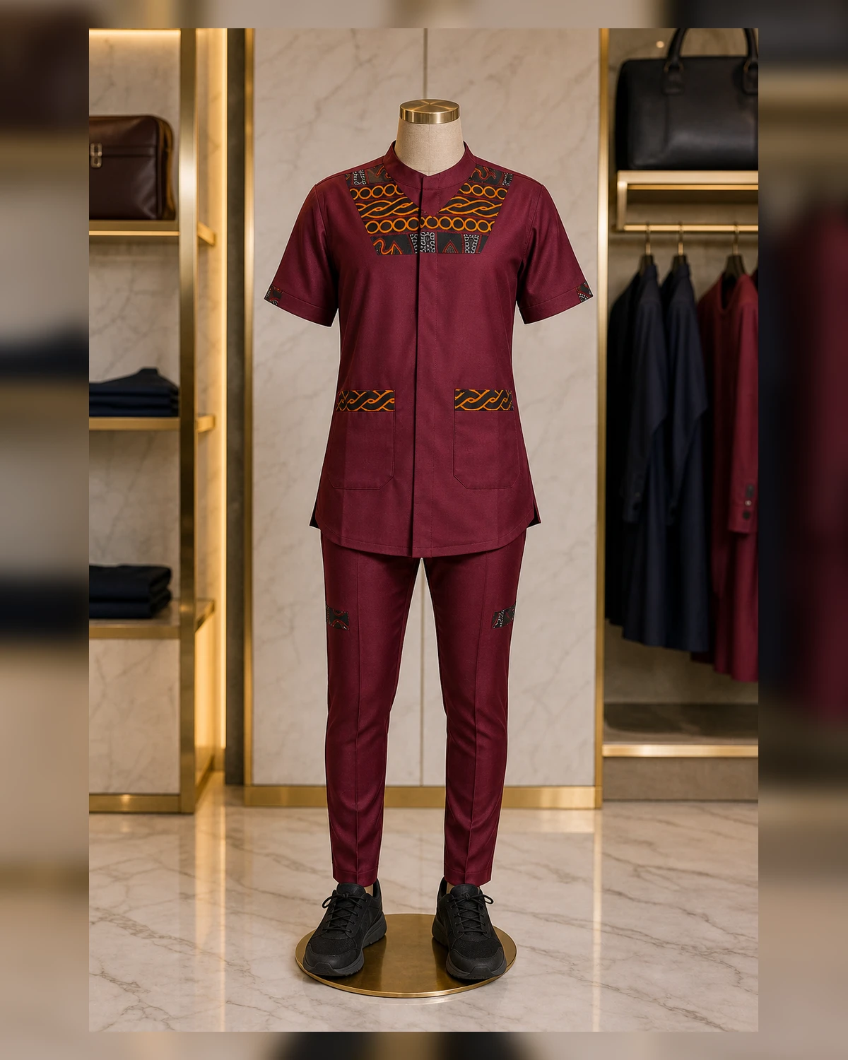 Female African print scrubs — styled